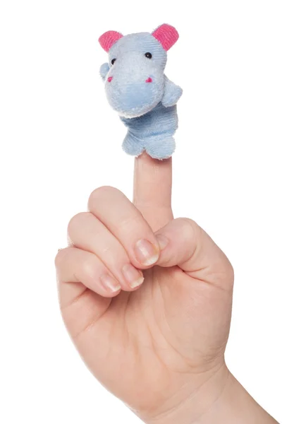 Hipopotam pojedynczy palec lalek — Zdjęcie stockowe