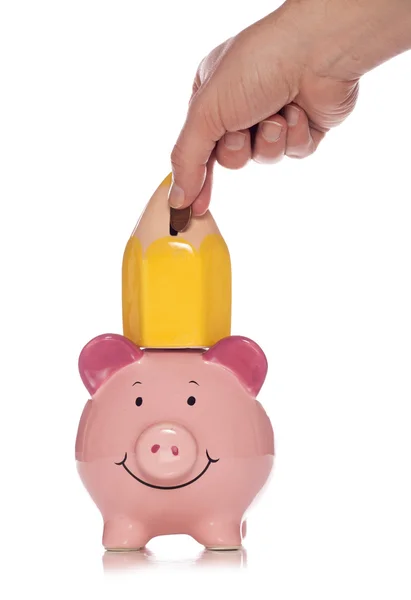 Piggy ahorro de banco para la educación Imagen de archivo