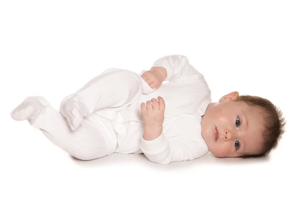 Bebê aprendendo a rolar — Fotografia de Stock