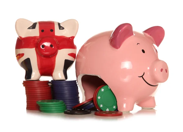 Gambling in Britain piggybank — Stock Photo, Image