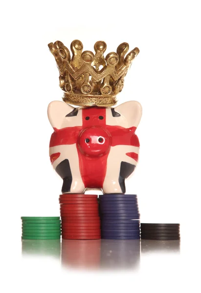 Gambling on Britains future piggy bank — Stock Photo, Image