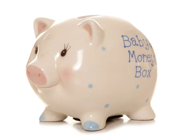 Babys first money box piggy bank — Stock Photo, Image