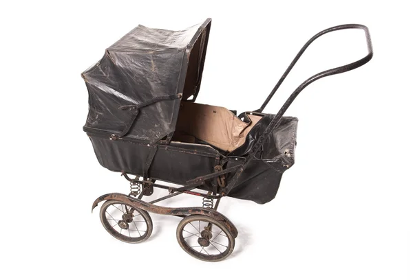 Pram preto eduardiano antigo — Fotografia de Stock