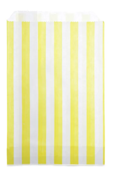 Yellow candy stripe sweet bag — Stock Photo, Image