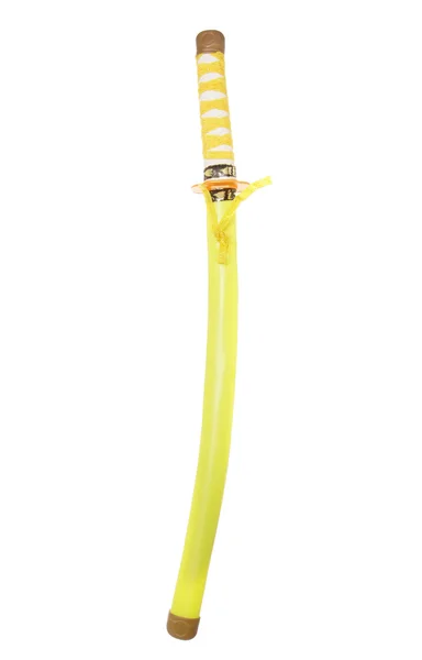 Žlutá plastová samurajský meč — Stock fotografie