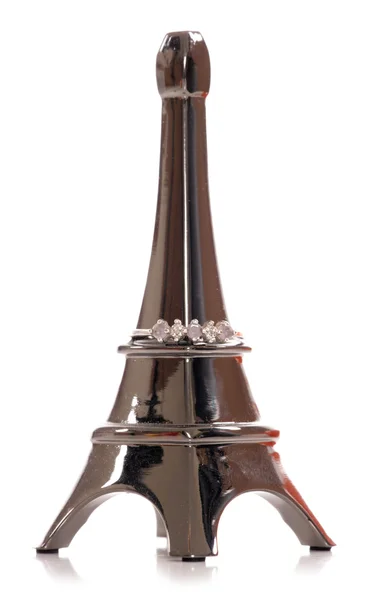 Eiffel tower ring holder — Stock Photo, Image