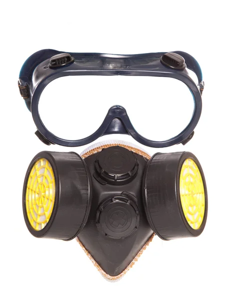 Chemical industrial gas mask and goggles — Stock Photo, Image