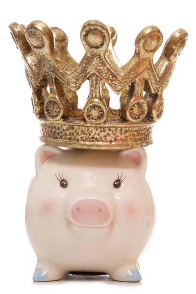 Baby piggy bank with crown — Stock Photo, Image