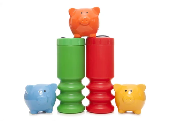 Giving to charity piggy banks — Stock Photo, Image