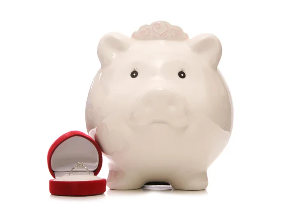 Saving money for a wedding piggybank — Stock Photo, Image