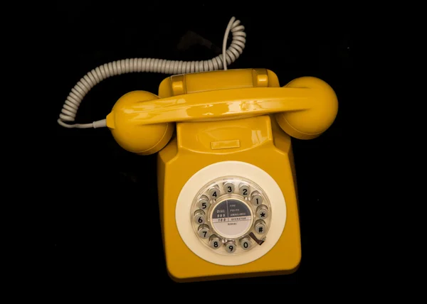 Mosterd retro stijl telefoon — Stockfoto