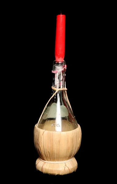Kerze in einer Weinflasche — Stockfoto