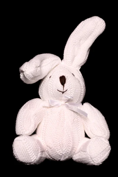 Cute white newborn baby soft toy rabbit — Stock Photo, Image