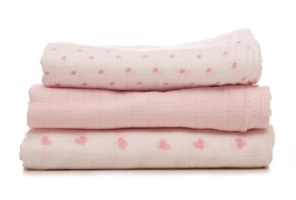 Three pink baby muslins — Stock Photo, Image