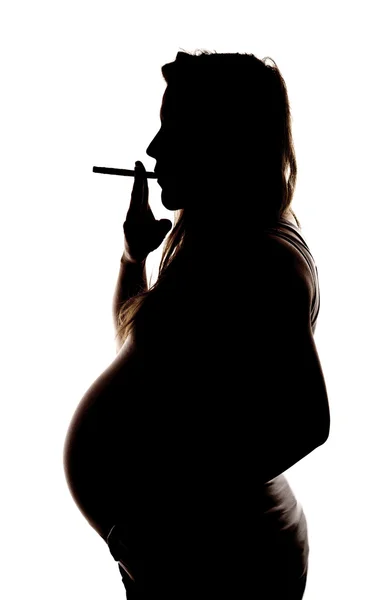 Fumar enquanto estiver grávida silhueta — Fotografia de Stock