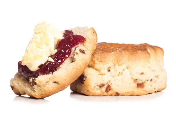 Dorset scone with clotted cream on top — Stock Photo, Image