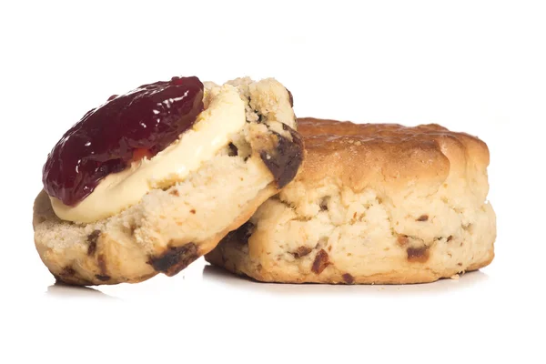 Devon scone with clotted cream on top — Stock Photo, Image