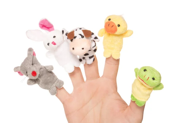 Fünf tierische Fingerpuppen — Stockfoto