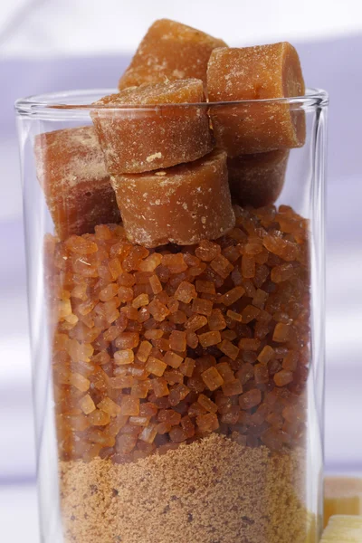 Varios tipos de azúcar y caña de azúcar — Foto de Stock