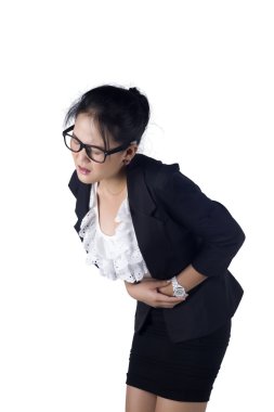 İş kadını karın ağrısı muzdarip