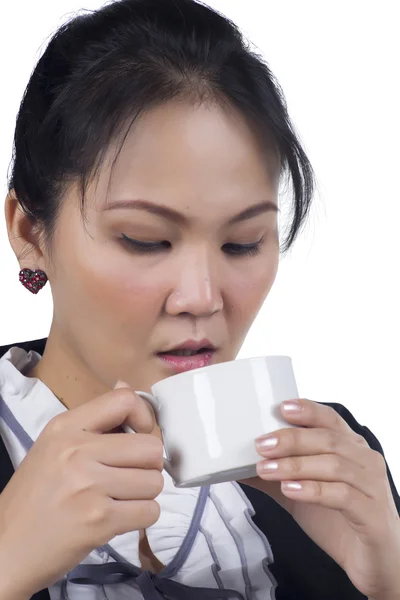 İş kadını portresi tutun kahve — Stok fotoğraf