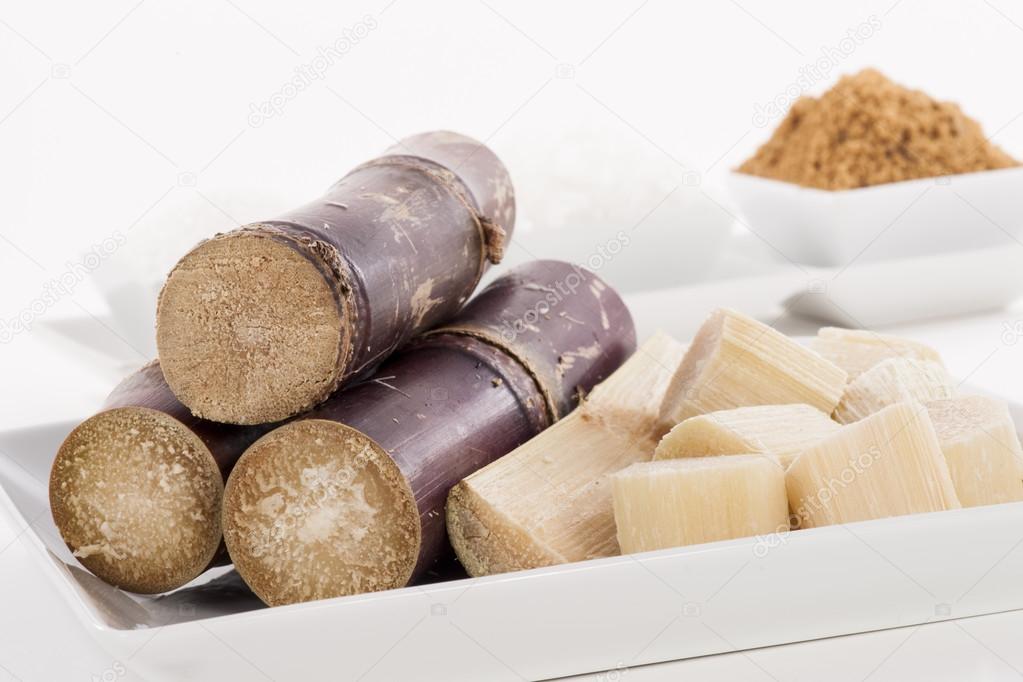 Various kinds of sugar on white background