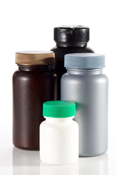 Conjunto de envases de plástico en blanco para medicamentos —  Fotos de Stock