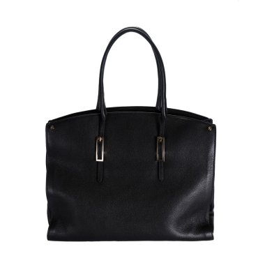 Kadının el çantası siyah renk, beyaz bitti izole