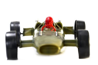 Vintage plastik oyuncak, yeşil yarış arabası