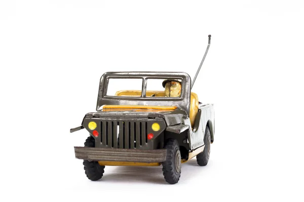 Vintage military toy car on white background — Stock Photo, Image