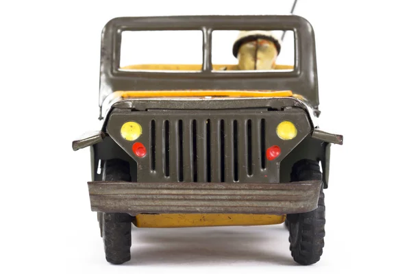 Vintage military toy car on white background — Stock Photo, Image