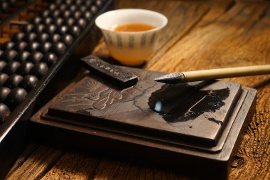 Çin eski Shop, el yazısının odak yakın çekim 