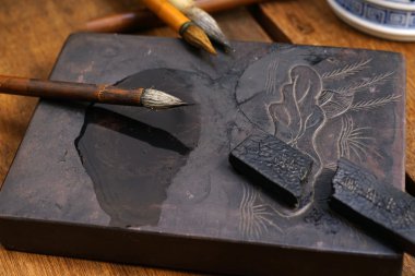 Çince yazma fırça yakın çekim