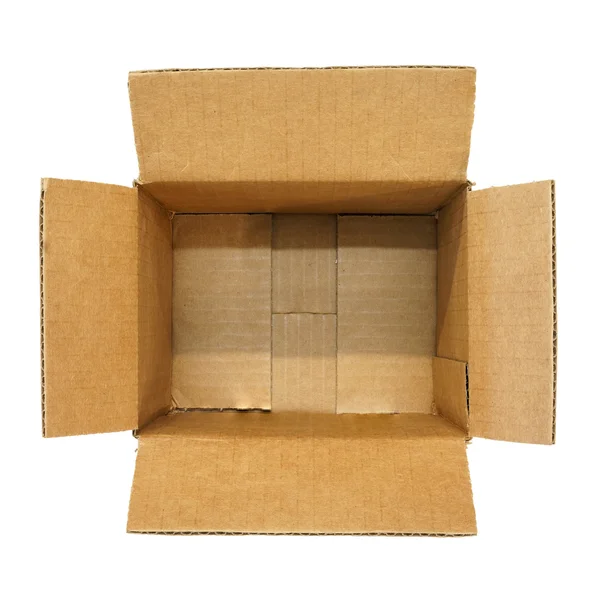 Bovenaanzicht van lege kartonnen doos — Stockfoto
