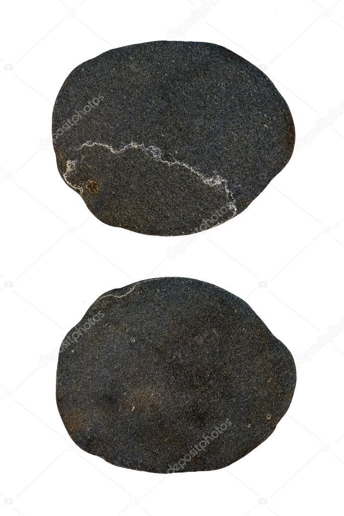 The round stone is isolated on a white background