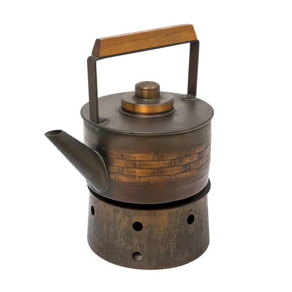 Japanese Style copper kettle on stove — Stock Photo, Image