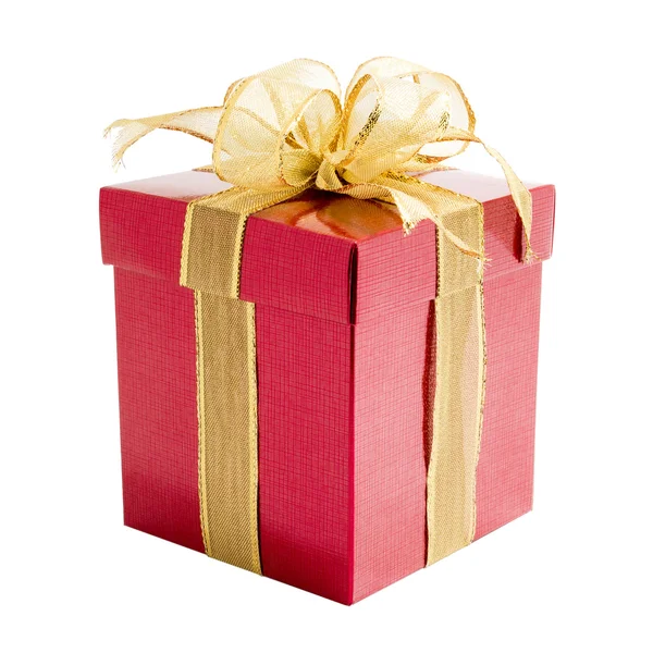 Red gift box with gift ribbon — Stock Photo, Image