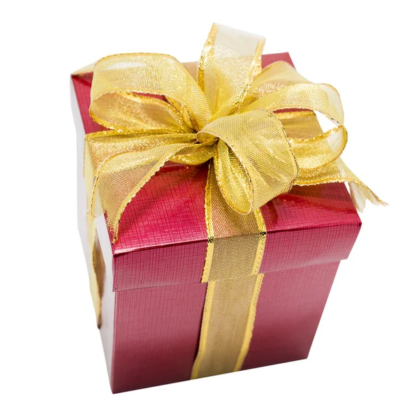 Red gift box with gold ribbon Stock Image