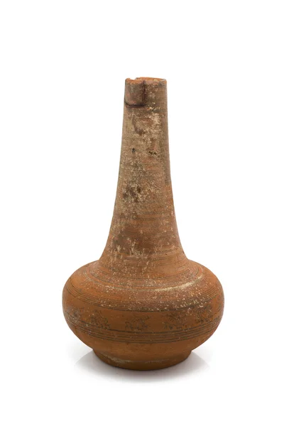 Antique clay jug isolated on white background — Stock Photo, Image