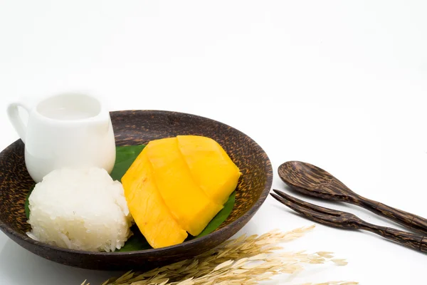 Тайский десерт из манго с липким рисом — стоковое фото