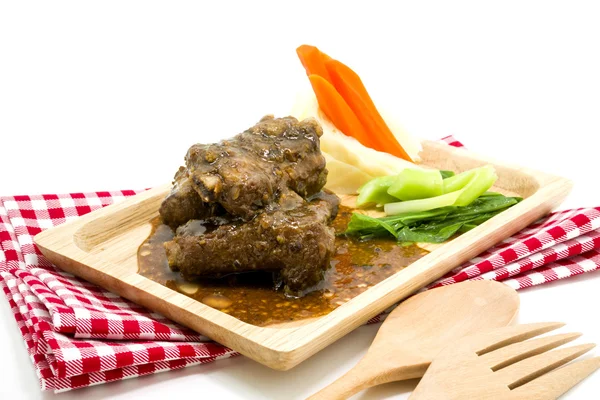 Delicious honey pork ribs baked with vegetable — Stock Photo, Image