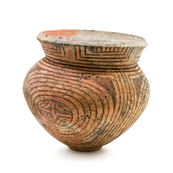 Antique clay bowl isolated on white background — Stock Photo, Image