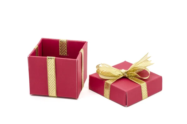 圣诞礼品盒金丝带蝴蝶结 — 图库照片