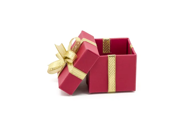 Різдвяна подарункова коробка з золотим стрічковим бантом — стокове фото