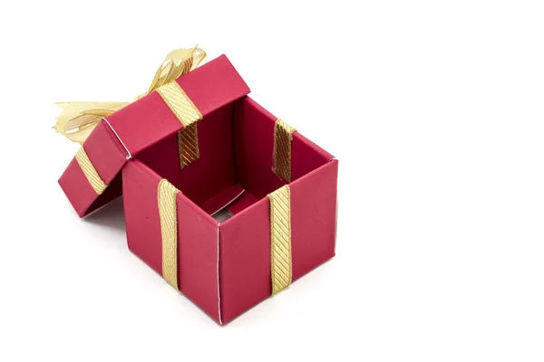 크리스마스 선물 상자 골드 리본 활 — 스톡 사진
