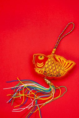 Chinese new year decorations and Auspicious ornaments on red bac