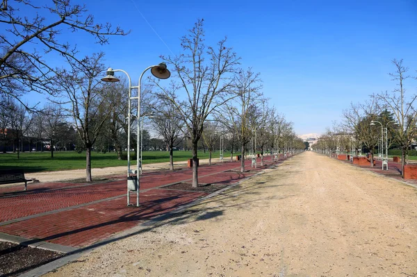 Avenida en el parque público CAMPO MARZO en Vicenza, Italia — Foto de Stock