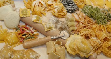 fresh pasta made at home by a good housewife clipart