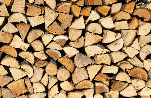 Logs and timbers of a woodpile in the Woodshed — Stock Photo, Image
