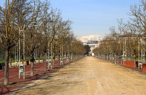 Lange Avenue in het openbare park Campo Marzo in Vicenza, genaamd het — Stockfoto